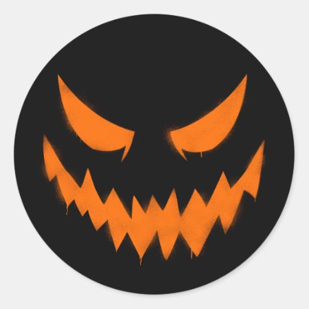 Spooky Halloween Jack-o'-lantern Face Sticker
