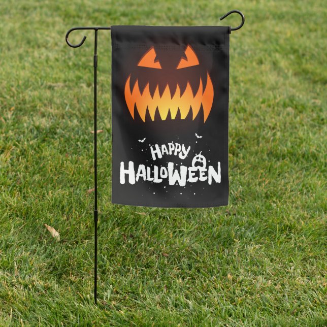 Spooky Halloween Jack-O-Lantern Garden Flag (In SItu)