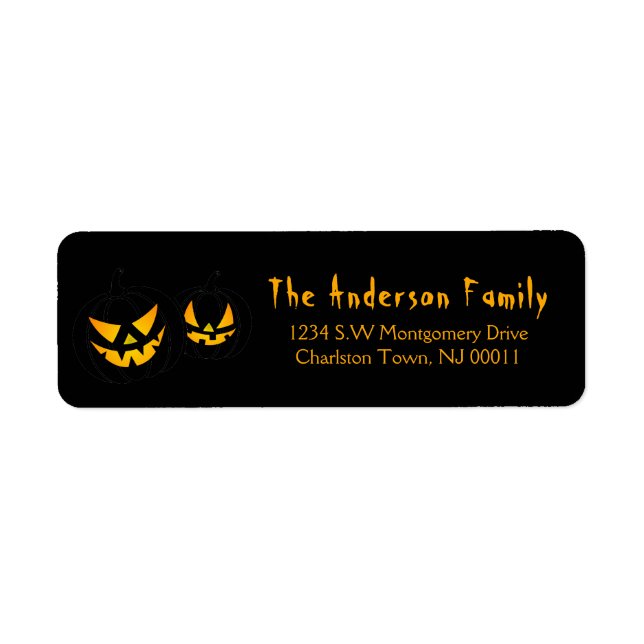 Spooky Halloween Jack-O-Lantern Pumpkin Label (Front)