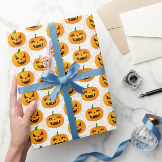 Spooky Halloween Jack O Lantern White Orange