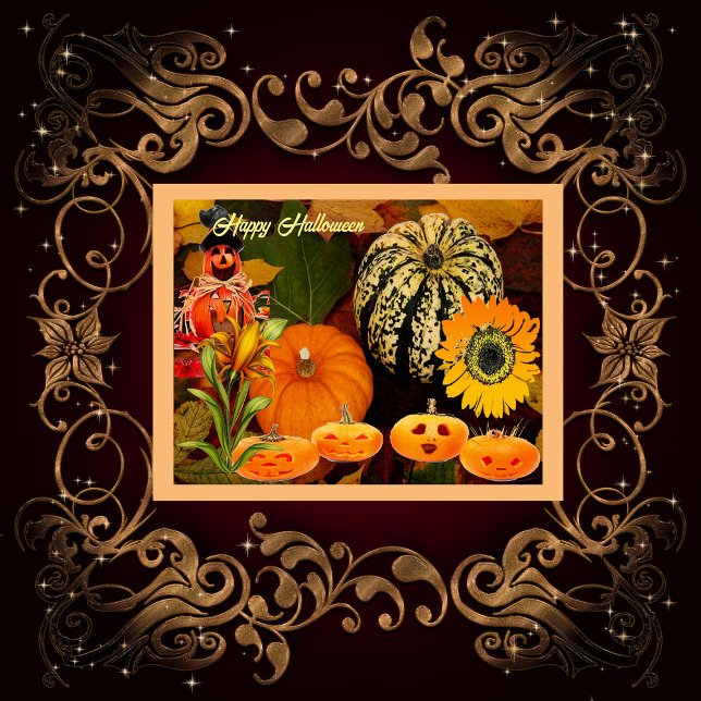 Spooky Halloween Jack O Lanterns  Cards (Jack O Lantern Poster)