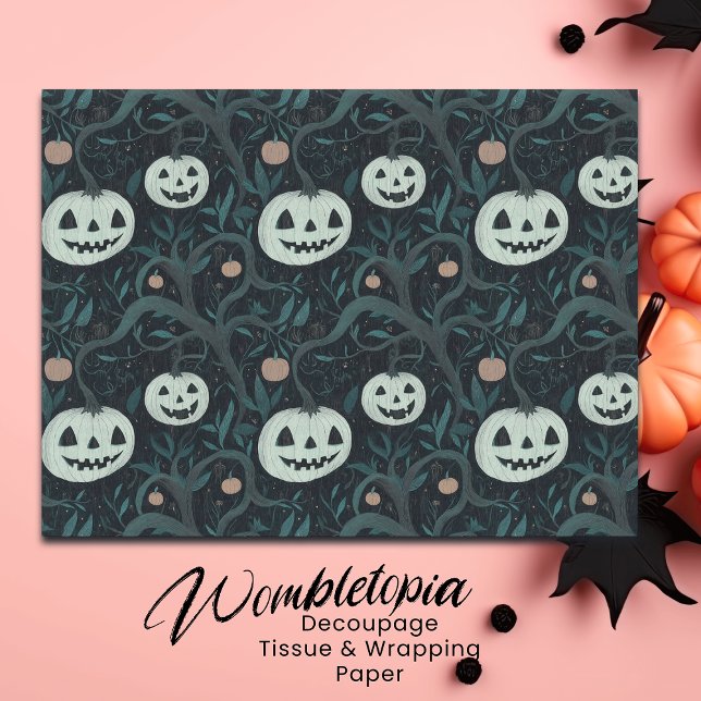 Spooky Halloween Jack-O'-Lanterns in Forest Tissue Paper (Creator Uploaded)