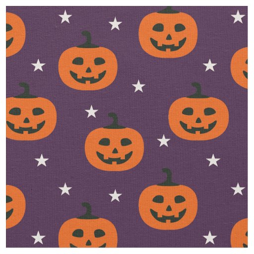 Spooky Halloween Jack O Lanterns & Stars Fabric