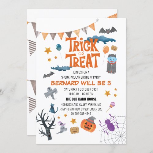 Spooky Halloween Kids Birthday Party Invitation