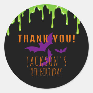 Spooky Halloween Kids Birthday Thank You Classic Round Sticker