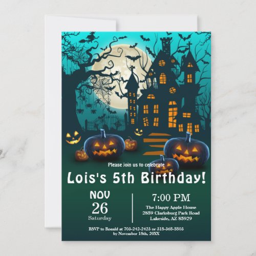 Spooky Halloween Kids Costume Birthday Party Invitation
