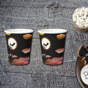 Spooky Halloween Landscape Paper Cups