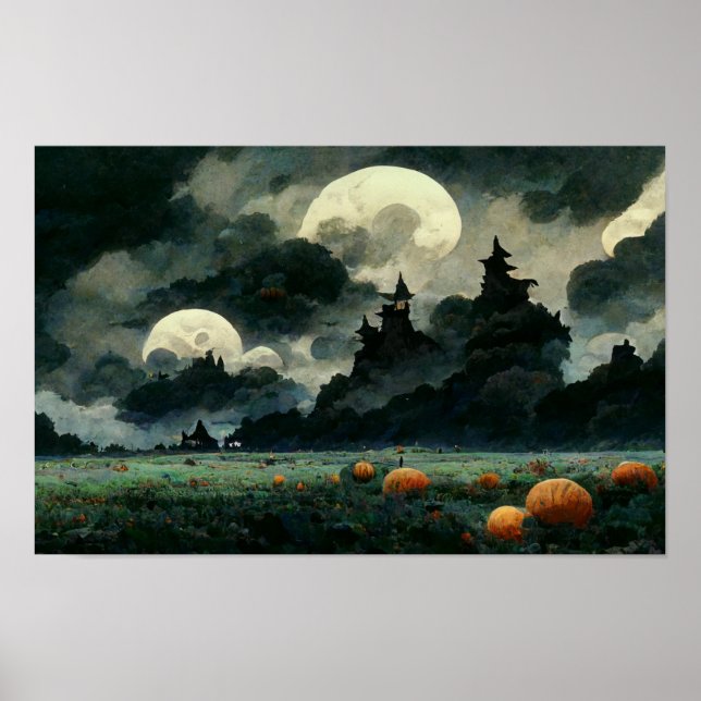 Spooky Halloween Landscape Poster (Front)