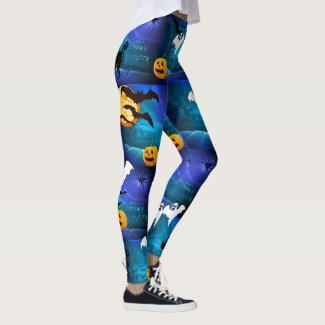 Spooky Halloween Leggings Bats Running Pants