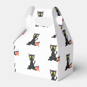 Spooky Halloween Leopard Black Cat Favor Boxes