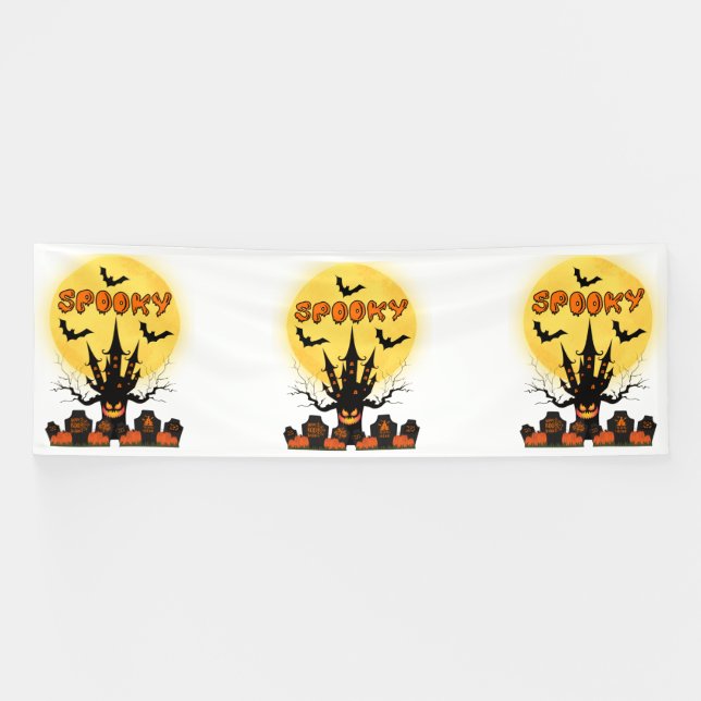 Spooky Halloween Moon 4x12 Vinyl Banner (Horizontal)