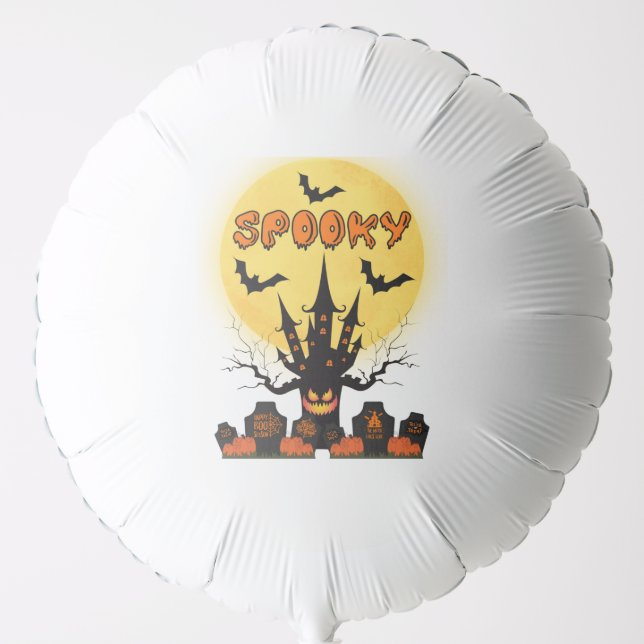 Spooky Halloween Moon Helium Balloon (Front)