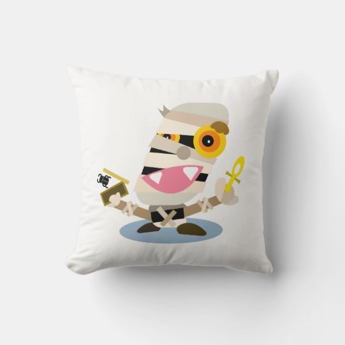 Spooky Halloween Mummy Kawaii Cartoon Throw Pillow