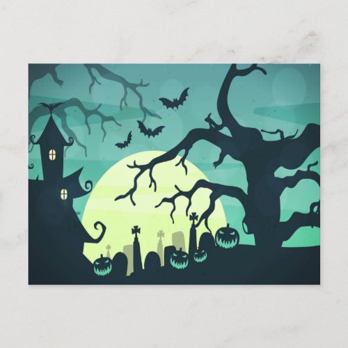 Spooky Halloween Night Background Announcement Postcard