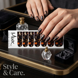 Spooky Halloween Night Pumpkin & Ghost Pattern Minx Nail Art