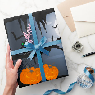 Spooky Halloween Night Scene Wrapping Paper