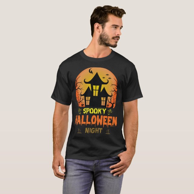 Spooky Halloween Night . Trendy Halloween t-shirt  (Front Full)