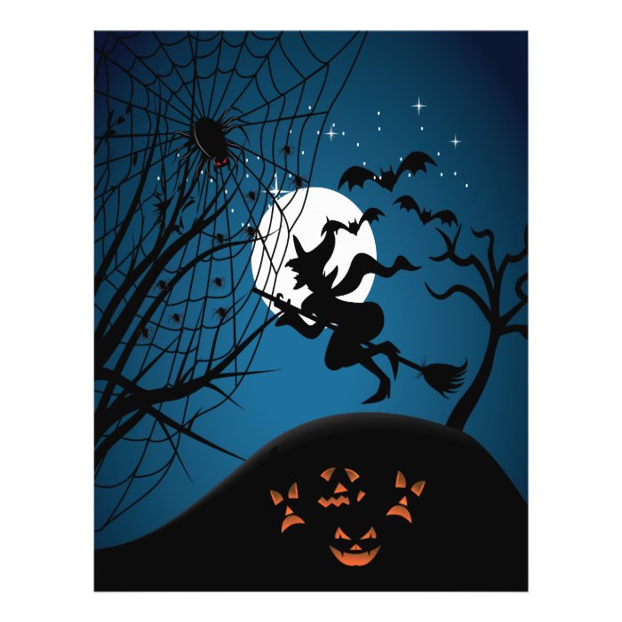 spooky halloween night witch and spiders vector custom flyer