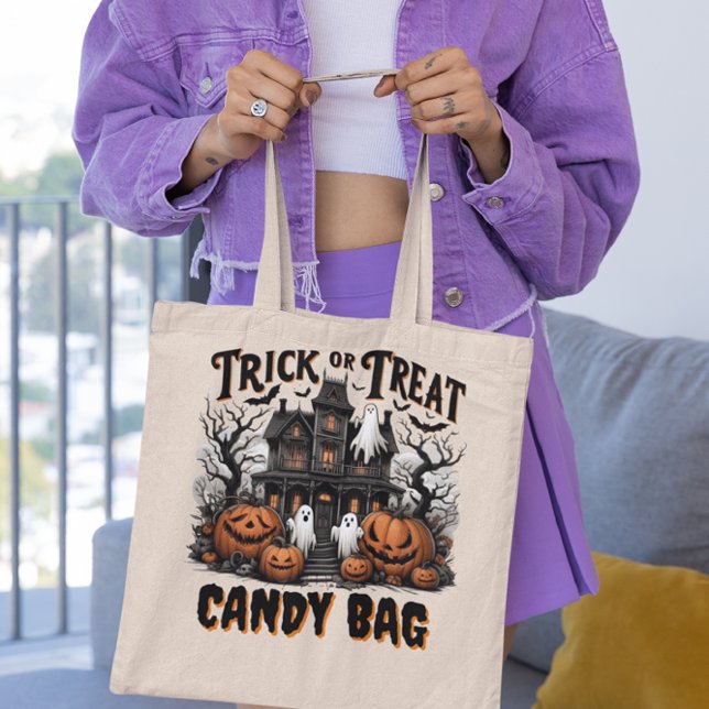 Spooky Halloween night with pumpkins and ghosts Tote Bag (Creator Uploaded)