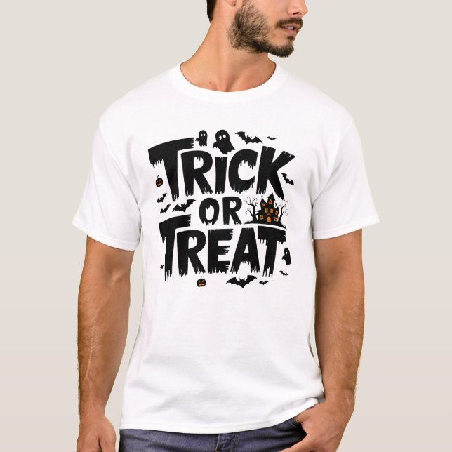 Spooky Halloween night with trick or treat fun T-Shirt (Front)