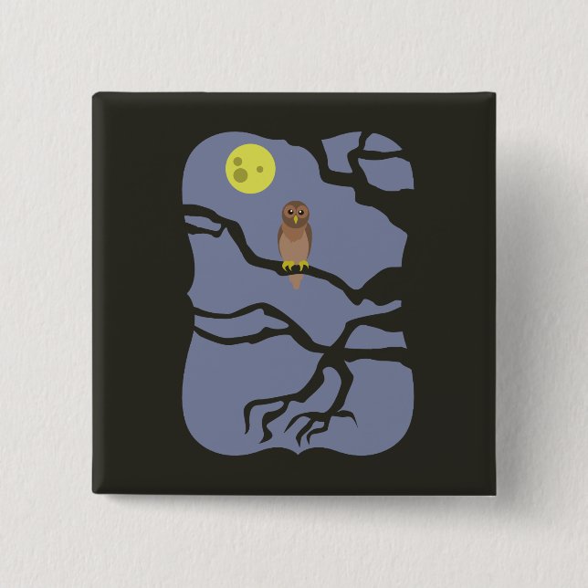 Spooky Halloween Owl Button (Front)