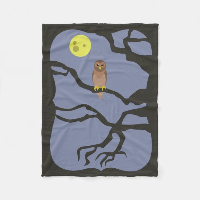 Spooky Halloween Owl Fleece Blanket (Front)
