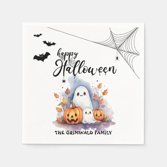 Spooky Halloween Paper Napkins Customizable (Front)