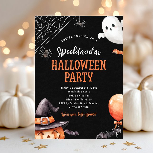 Spooky Halloween Party Black Orange Invitation (Creator Uploaded)
