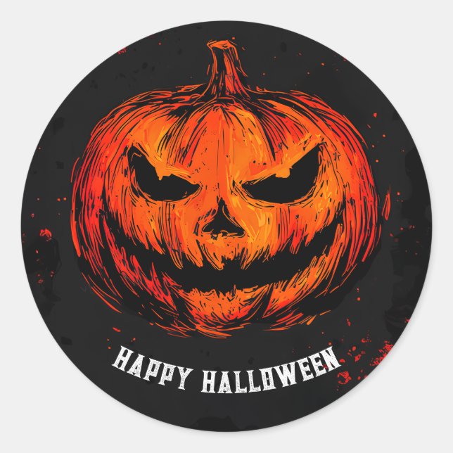 Spooky Halloween Party Classic Round Sticker (Front)