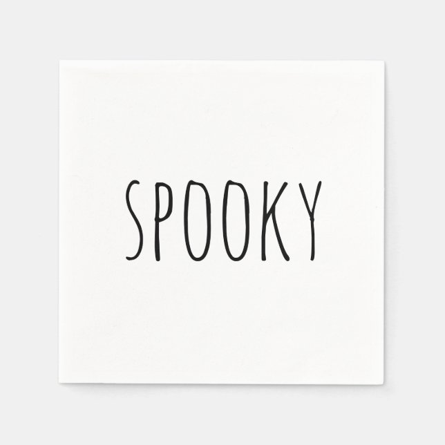 Spooky Halloween Party. Cute Minimalist Typography Napkins (Front)
