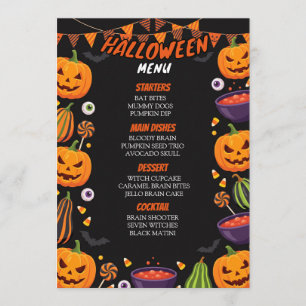 Spooky Halloween Party Food Menu Card Template