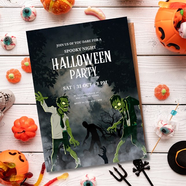 Spooky Halloween Party Horror Night Zombie Theme Invitation (Creator Uploaded)
