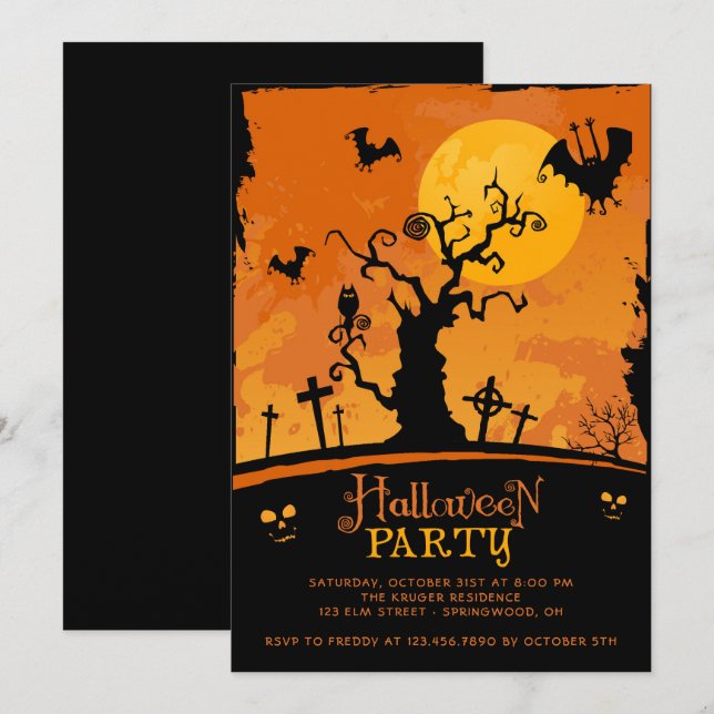 Spooky Halloween Party Invitation (Front/Back)