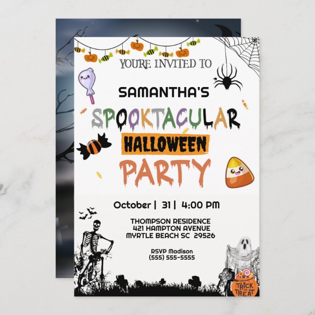 Spooky Halloween Party   Invitation (Front/Back)