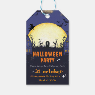 Spooky Halloween Party Invitation Card  Gift Tags