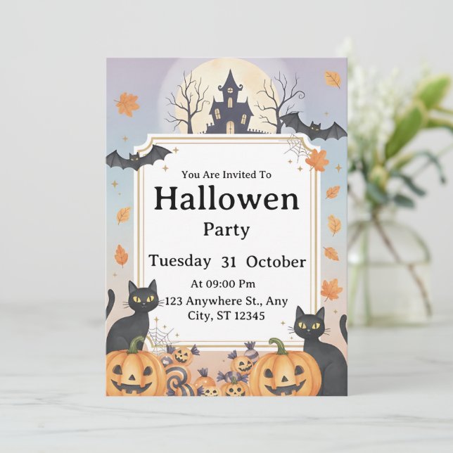 Spooky Halloween Party Invitation | Editable Text  (Standing Front)