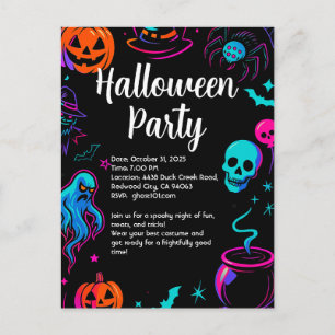 Spooky Halloween Party Invitation Postcard