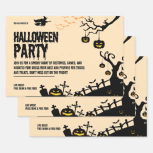 Spooky Halloween Party Invite Design Wrapping Paper Sheets