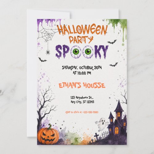 Spooky Halloween Party Kids Monster Fun Invitation