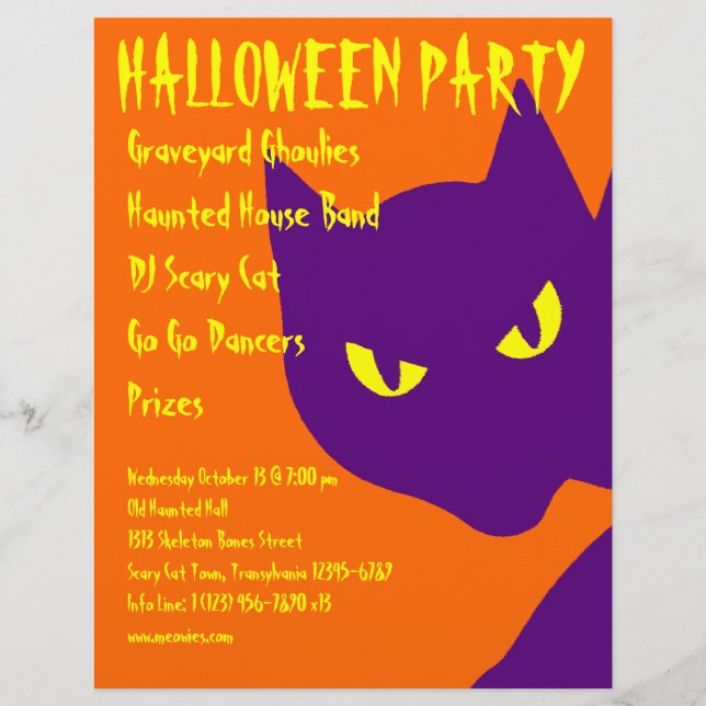 Spooky Halloween Party Kitty Cat Scary Flyer (Front)