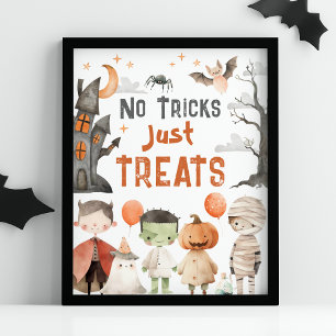Spooky Halloween Party No Tricks Just Treats Sign