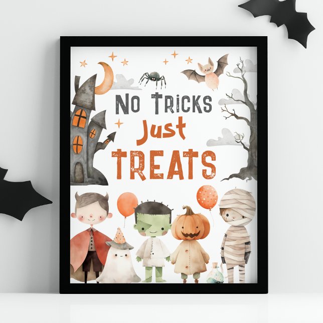Spooky Halloween Party No Tricks Just Treats Sign (Creator Uploaded)