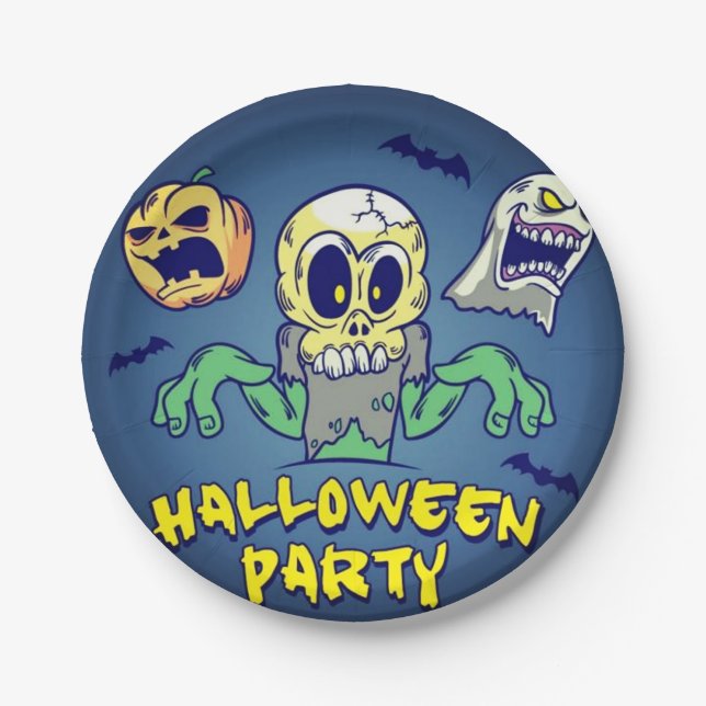 Spooky Halloween Party Paper Plates (Front)