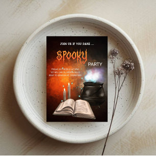 Spooky Halloween Party - Vintage Magic Book Theme Invitation