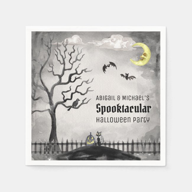 Spooky Halloween Party Watercolor Spooktacular Napkin