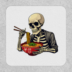 Spooky Halloween Pastel Skeleton Eating Ramen Patch