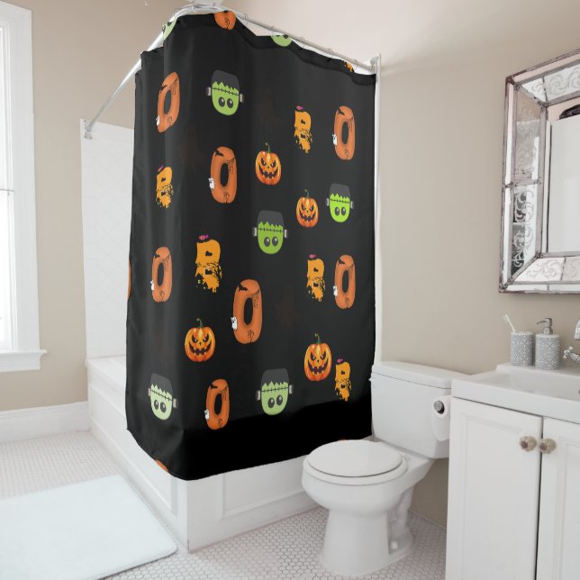 Spooky Halloween Pattern  Shower Curtain (In Situ)