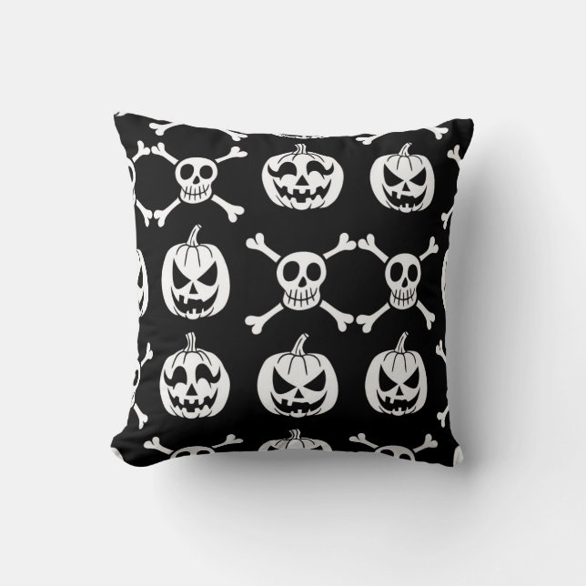Spooky Halloween Pattern Throw Pillow (Front)