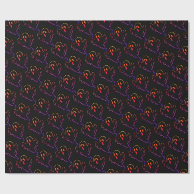 Spooky Halloween Pattern Wrapping Paper (Flat)