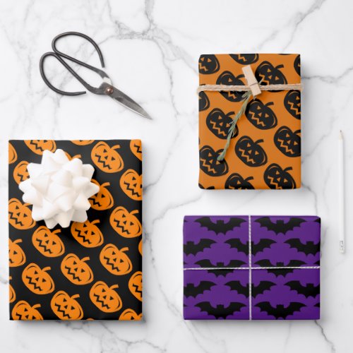 Spooky Halloween pattern wrapping paper sheets
